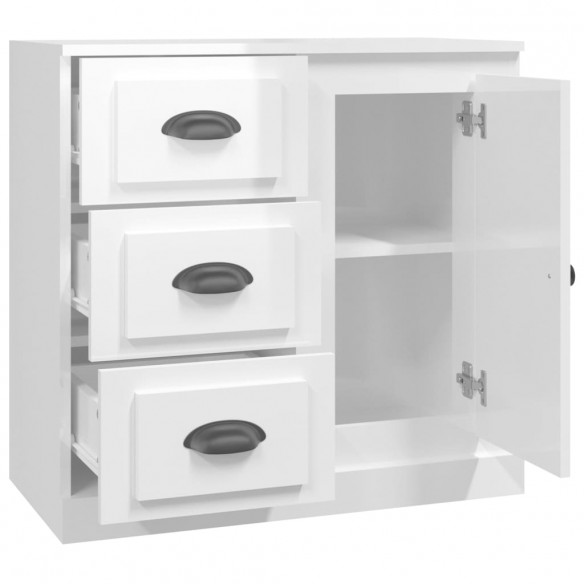 Buffet blanc brillant 70x35,5x67,5 cm bois d'ingénierie