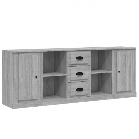 Buffets 3 pcs Sonoma gris Bois d'ingénierie