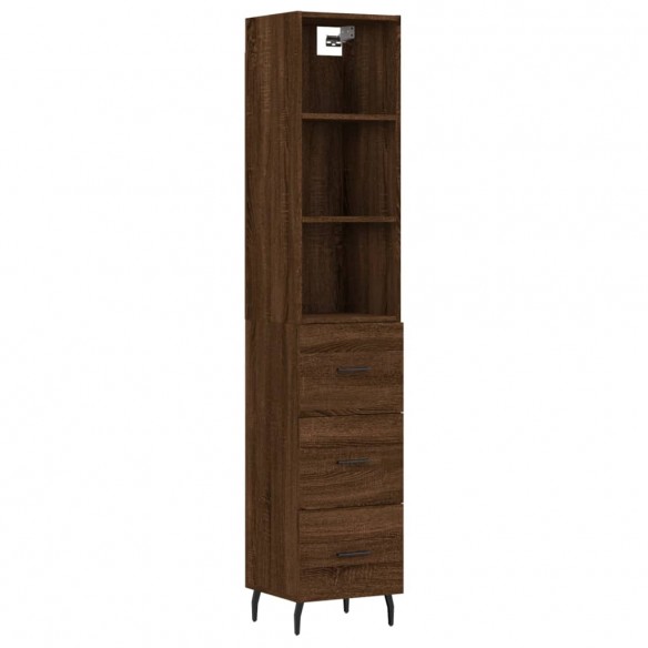 Buffet haut Chêne marron 34,5x34x180 cm Bois d'ingénierie