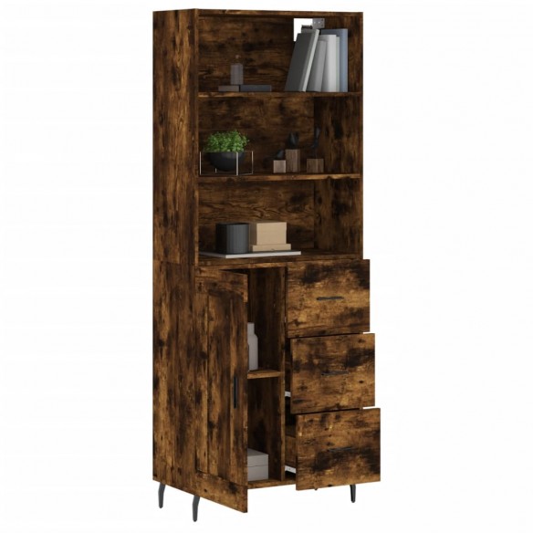 Buffet haut Chêne fumé 69,5x34x180 cm Bois d'ingénierie