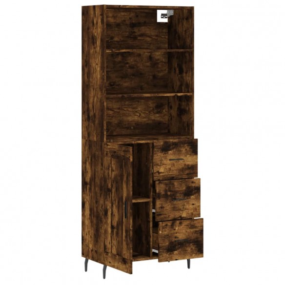 Buffet haut Chêne fumé 69,5x34x180 cm Bois d'ingénierie