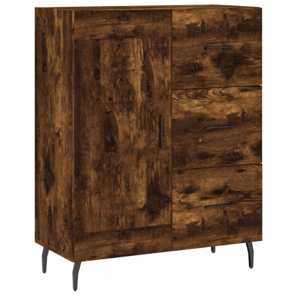 Buffet haut Chêne fumé 69,5x34x180 cm Bois d'ingénierie