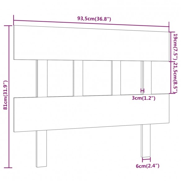 Tête de lit Marron miel 93,5x3x81 cm Bois massif de pin