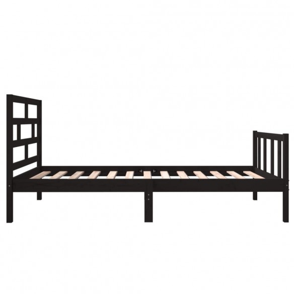 Cadre de lit Noir Bois de pin massif 75x190 cm Petit simple