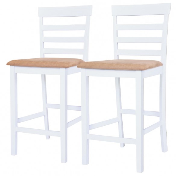 Table et chaises de bar 3 pcs Bois massif Marron et blanc