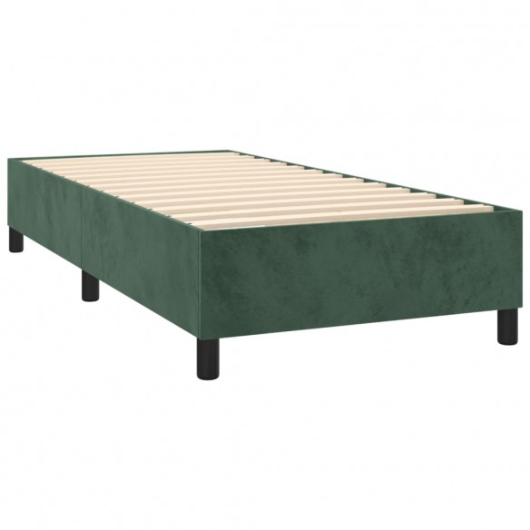 Cadre de lit matelas et LED Vert foncé 100x200 cm