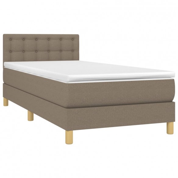 Cadre de lit avec matelas LED Taupe 100x200 cm Tissu