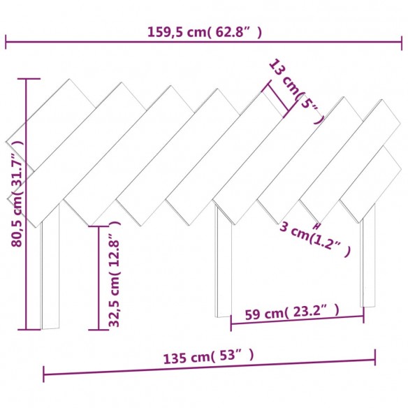 Tête de lit Gris 159,5x3x80,5 cm Bois massif de pin