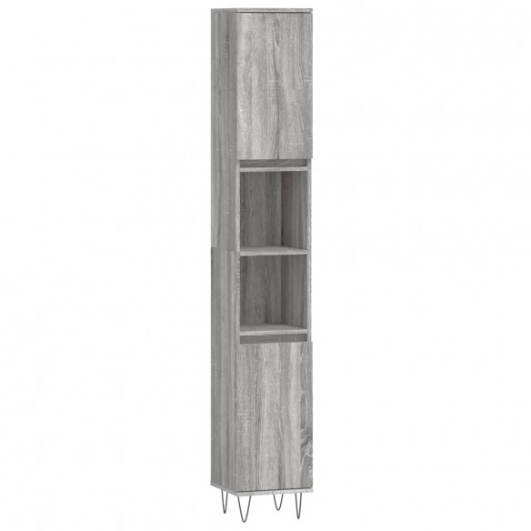 Armoire de bain sonoma gris 30x30x190 cm bois d'ingénierie