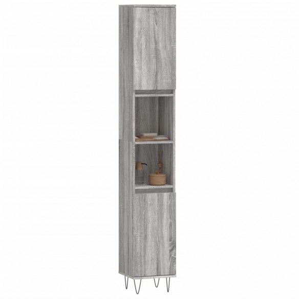 Armoire de bain sonoma gris 30x30x190 cm bois d'ingénierie