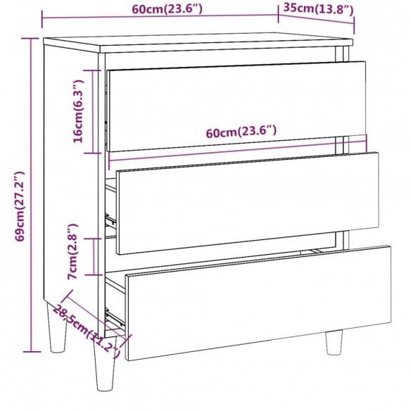 Buffet Chêne fumé 60x35x69 cm Bois d'ingénierie