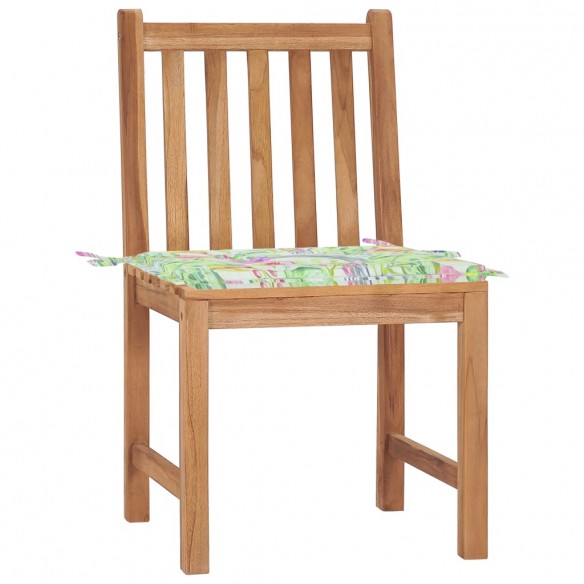 Chaises de jardin 2 pcs avec coussins Bois de teck massif