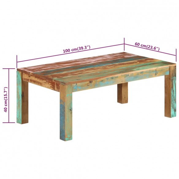 Table basse Bois de récupération solide 100x60x40 cm
