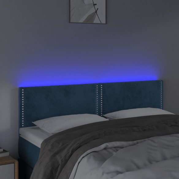 Tête de lit à LED Bleu foncé 144x5x78/88 cm Velours