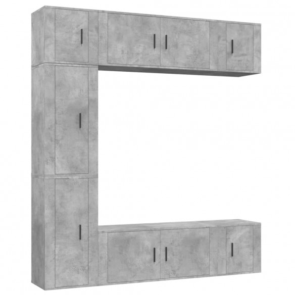 Ensemble de meubles TV 7 pcs Gris béton Bois d'ingénierie