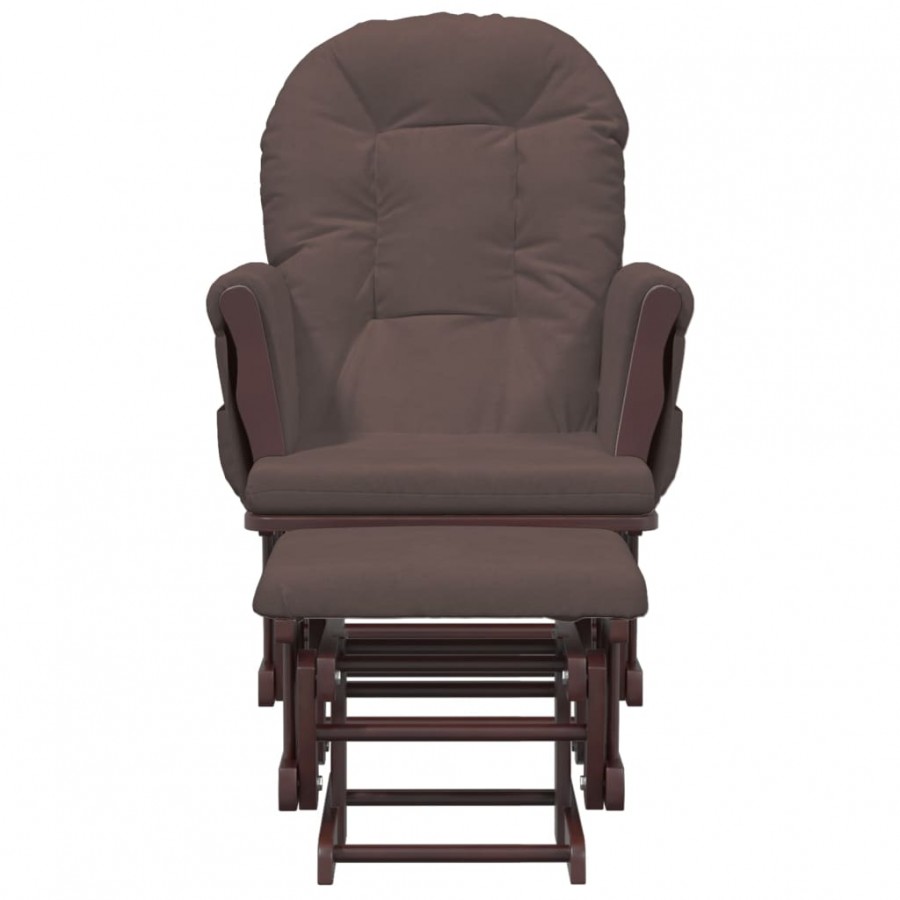 Chaise berçante avec repose-pied Marron Tissu