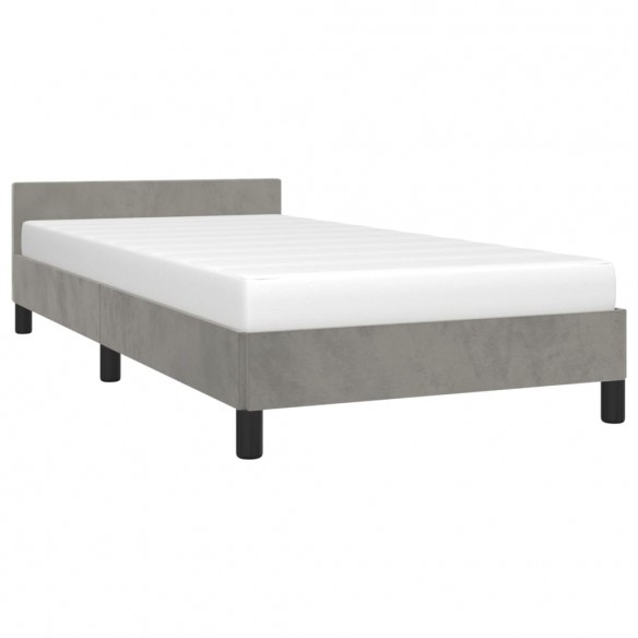 Cadre de lit avec tête de lit Gris clair 90x190 cm Velours