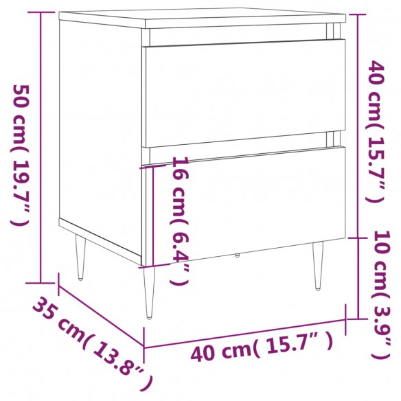 Table de chevet chêne fumé 40x35x50 cm bois d’ingénierie