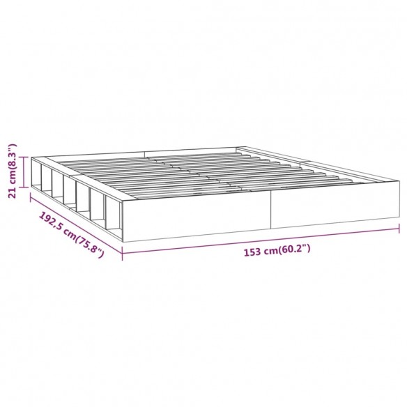 Cadre de lit Noir 135x190 cm Double Bois massif