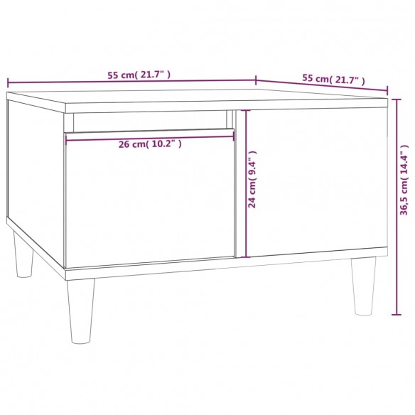 Table basse chêne marron 55x55x36,5 cm bois d'ingénierie