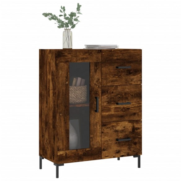 Buffet chêne fumé 69,5x34x90 cm bois d'ingénierie