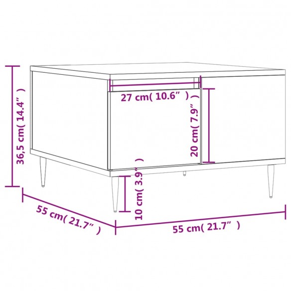Table basse blanc 55x55x36,5 cm bois d'ingénierie