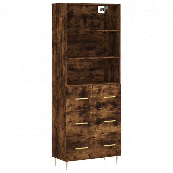 Buffet haut Chêne fumé 69,5x34x180 cm Bois d'ingénierie