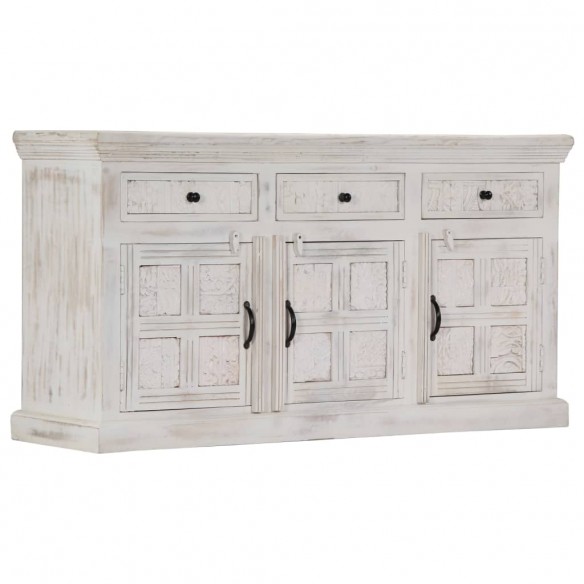 Buffet Blanc 140x40x74 cm Bois de manguier massif