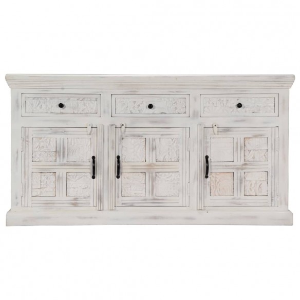 Buffet Blanc 140x40x74 cm Bois de manguier massif