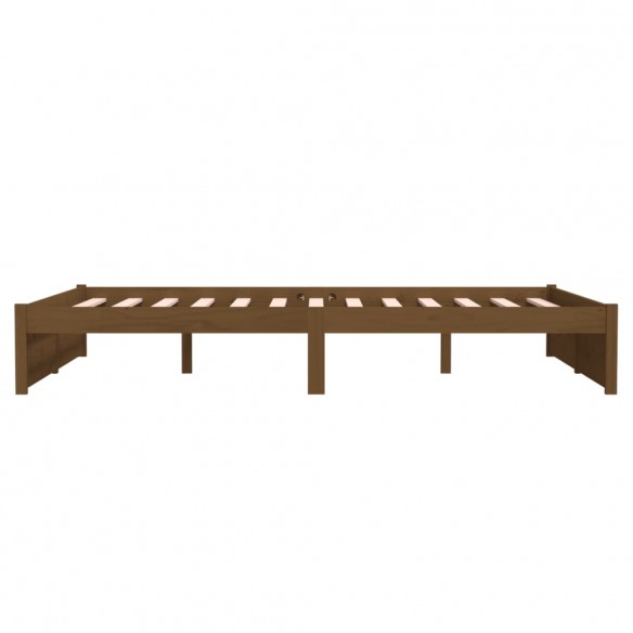 Cadre de lit Marron miel Bois massif 140x190 cm