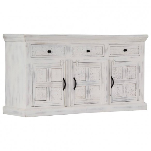 Buffet Blanc 140x40x74 cm Bois de manguier massif