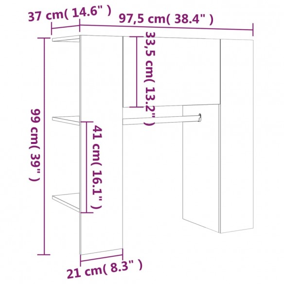 Armoire de couloir Chêne fumé 97,5x37x99 cm Bois d'ingénierie