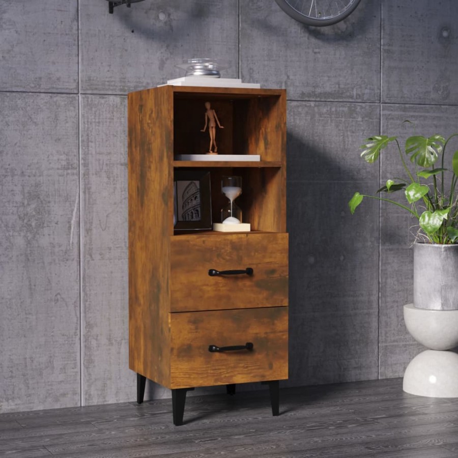 Buffet Chêne fumé 34,5x34x90 cm Bois d'ingénierie