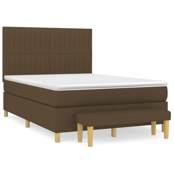 Cadre de lit avec matelas Marron foncé 140x190 cm