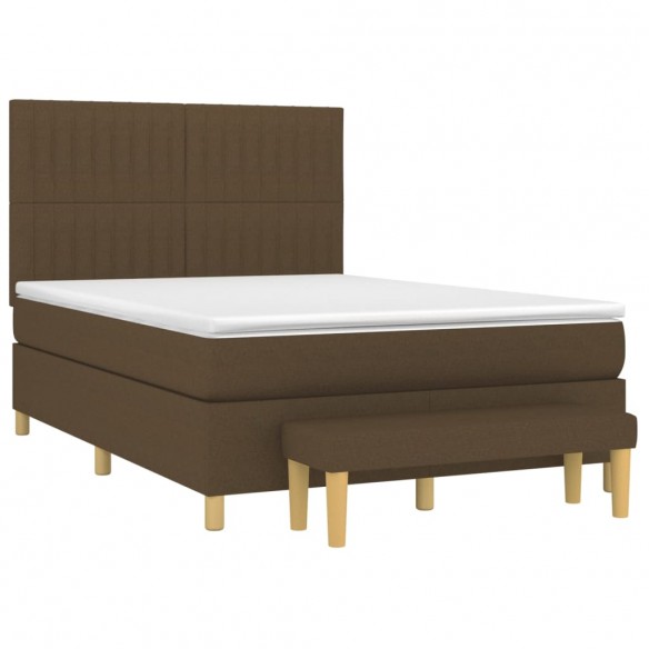 Cadre de lit avec matelas Marron foncé 140x190 cm