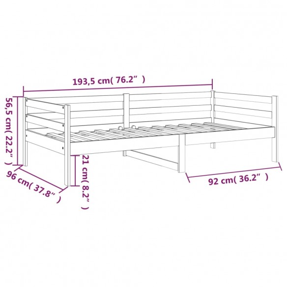 Lit de jour Gris 90x190 cm Bois de pin massif