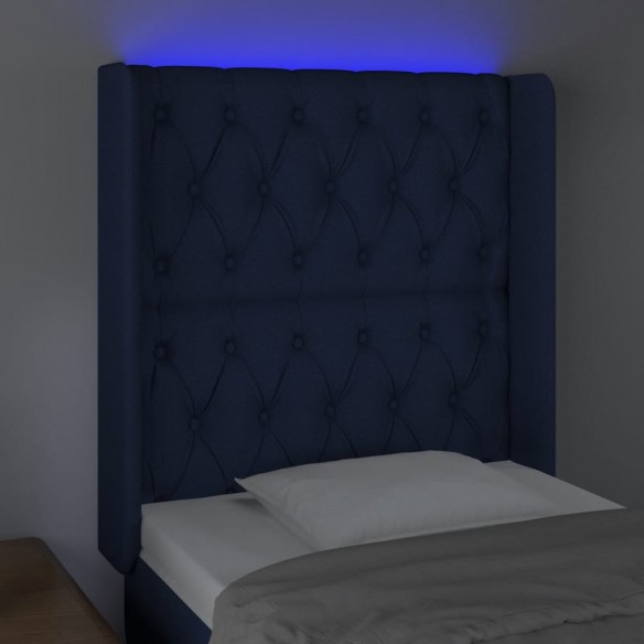 Tête de lit à LED Bleu 83x16x118/128 cm Tissu