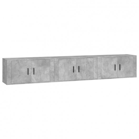 Meubles TV muraux 3 pcs gris béton 80x34,5x40 cm