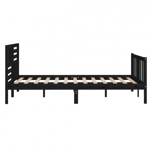 Cadre de lit Noir Bois massif 135x190 cm Double