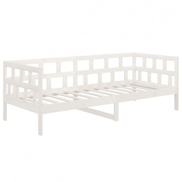 Lit de jour blanc bois de pin massif 90x200 cm