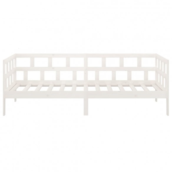 Lit de jour blanc bois de pin massif 90x200 cm