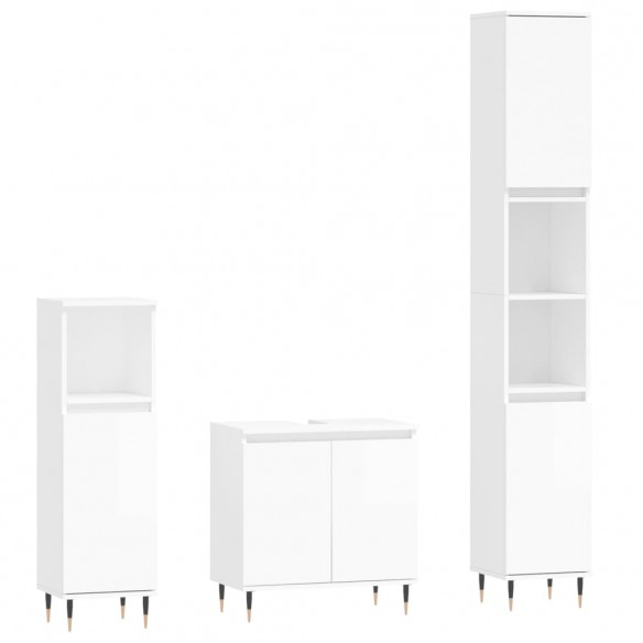 Ensemble de meubles de salle de bain 3 pcs blanc brillant