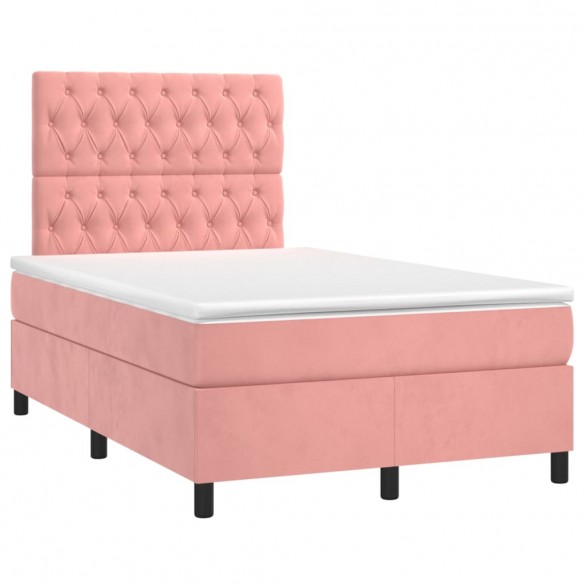 Sommier à lattes de lit matelas et LED Rose 120x200 cm Velours