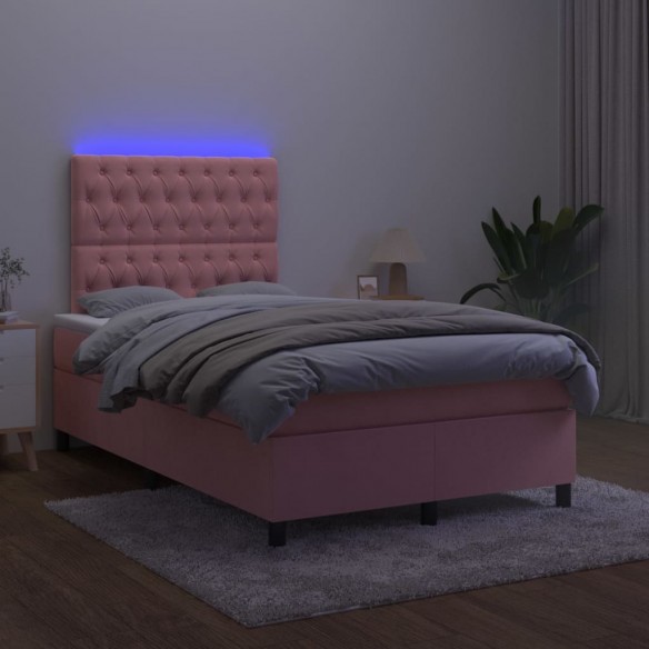 Sommier à lattes de lit matelas et LED Rose 120x200 cm Velours