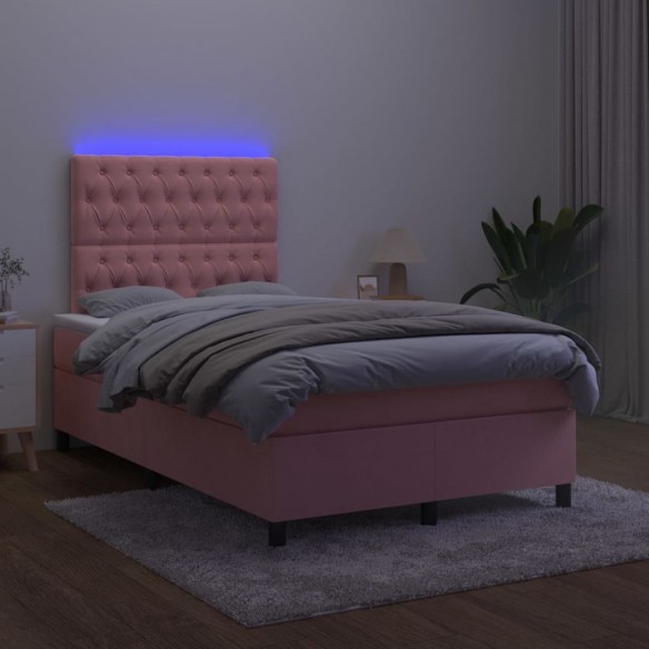 Cadre de lit matelas et LED Rose 120x200 cm Velours