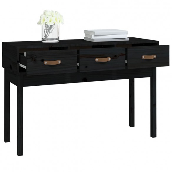 Table console Noir 114x40x75 cm Bois massif de pin