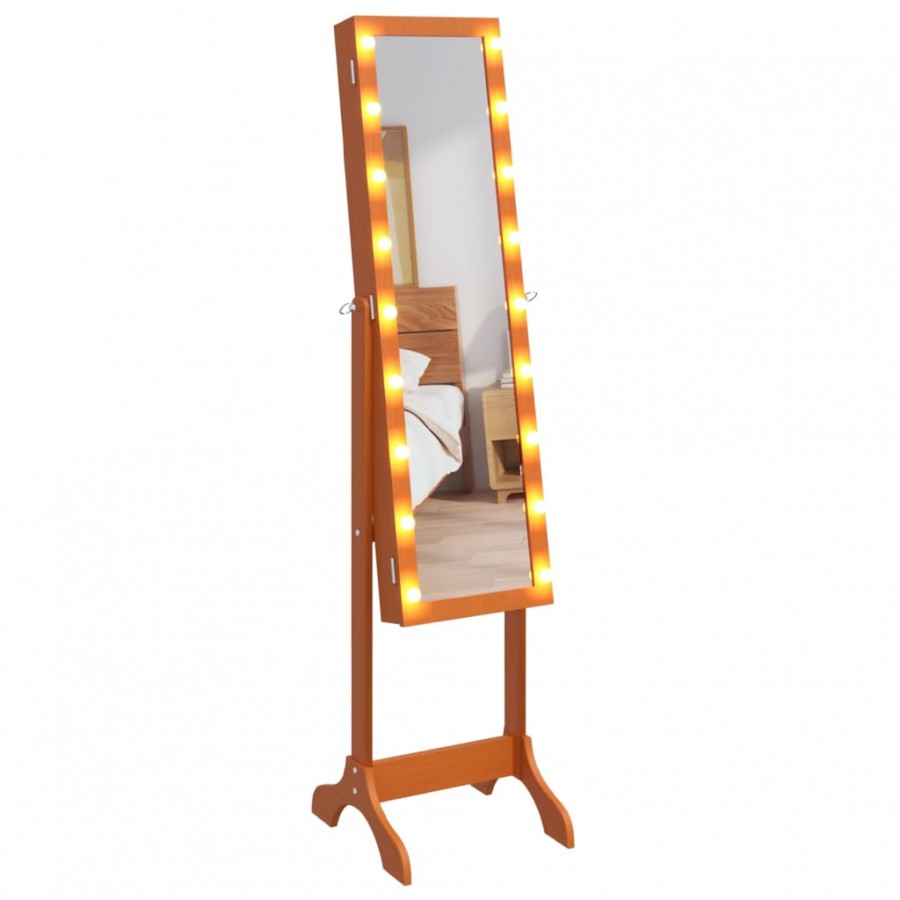 Miroir sur pied blanc avec LED 34x37x146 cm