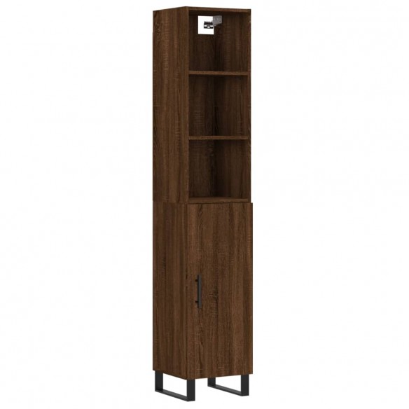 Buffet haut Chêne marron 34,5x34x180 cm Bois d'ingénierie