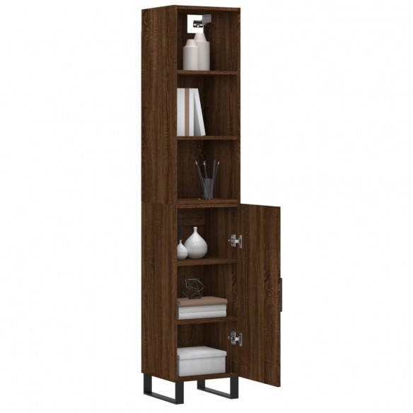 Buffet haut Chêne marron 34,5x34x180 cm Bois d'ingénierie