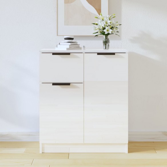 Buffet Blanc brillant 60x30x70 cm Bois d'ingénierie